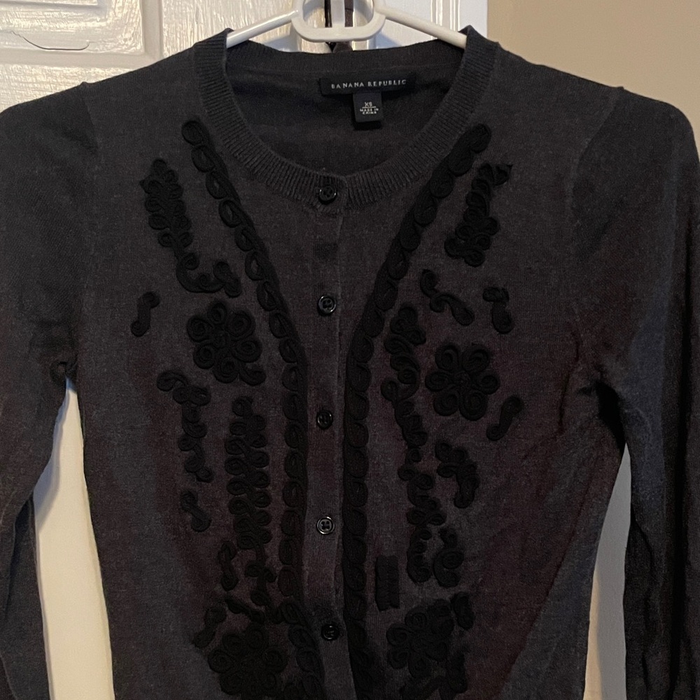 Banana Republic Gray and Black Cardigan